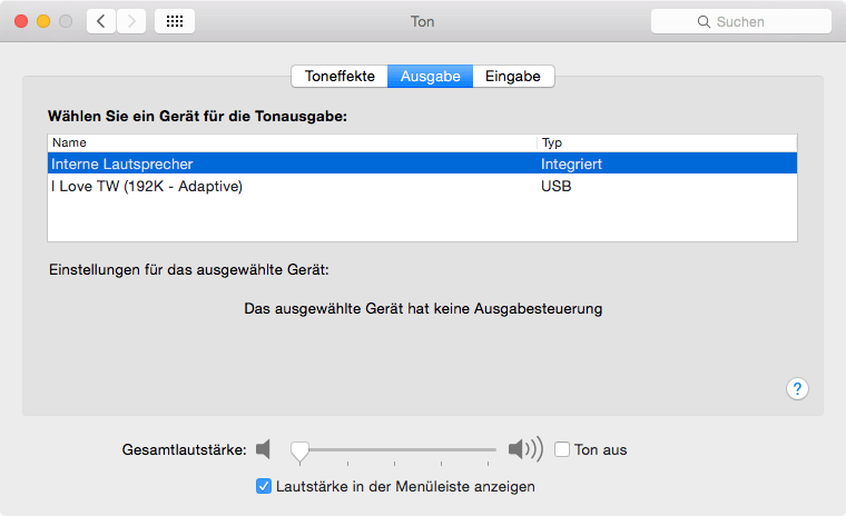 MAC OSX für bitgenaue Wiedergabe - Ton Ausgabe konfigurieren