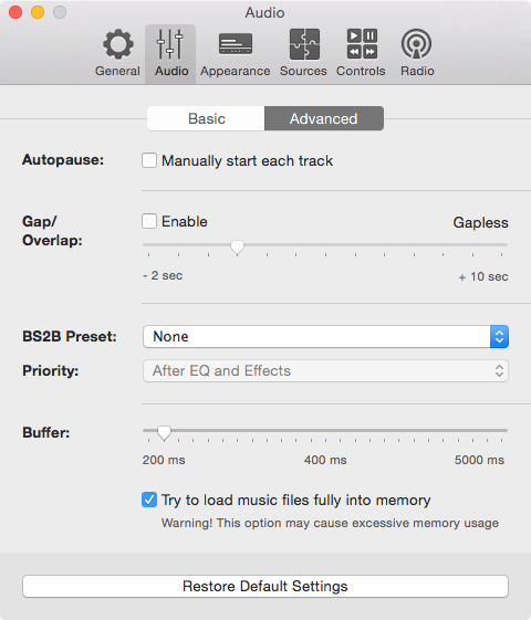 MAC OSX für bitgenaue Wiedergabe - VOX erweiterte Audio Einstellungen